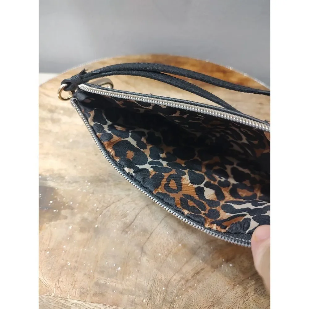 Victorias Secret Gold Stud Key Ring Leopard Lined Purse Wristlet  Wallet Holiday